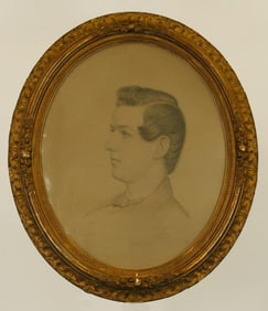FRAMED DRAWN PORTRAIT OF A YOUNG MAN