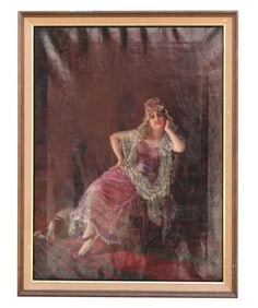 FRAMED OIL ON CANVAS OF A FRENCH LADY