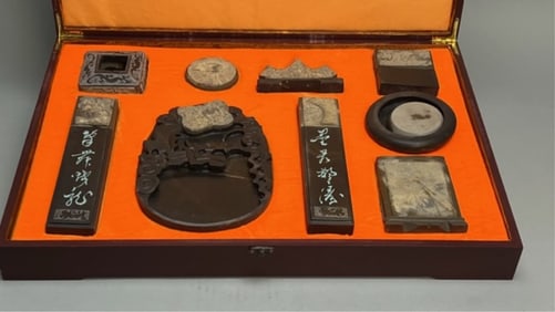 CHINESE COLLECTION BOX OF TRILOBITE FOSSILS