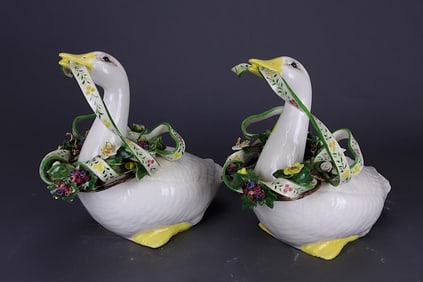 PAIR OF PORCELAIN FIGURES OF DUCKS
