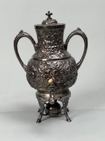 STUNNING SILVER-PLATED REPOUSSE TEA SAMOVAR