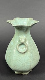 CHINESE HEXAGRAM RIMMED CELADON VASE