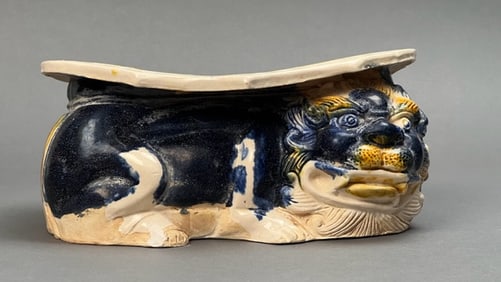 A RARE AND GENUINE TANG SAN CAI PILLOW