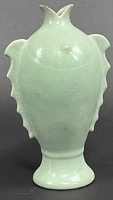 UNUSUAL CHINESE CELADON FISH-SHAPED VASE