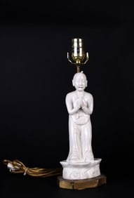 CHINESE BLANC DE CHIN FIGURE MOUNTED AS LAMP