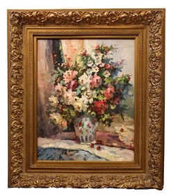 STILL LIFE ON CANVAS PAINTING OF ROSES