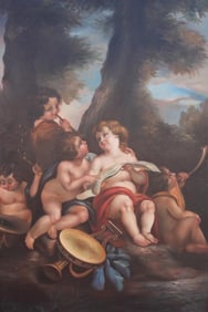 OIL PAINTING ON CANVAS OF KIDS PLAYING MUSIC