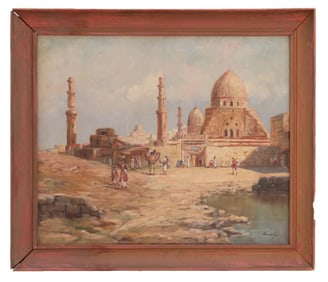FRAMED OIL PAINTING OF A MOSQUE BY VERRES G.