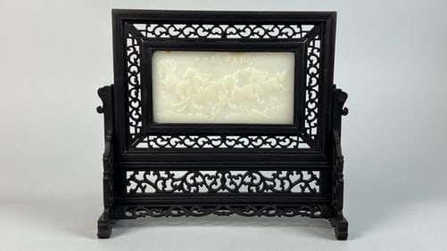 MAGNIFICENT SCULPTURE OF THE 8 NOBLES TABLESCREEN