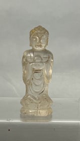 CHINESE ROCK CRYSTAL FIGURE OF A BUDDHA