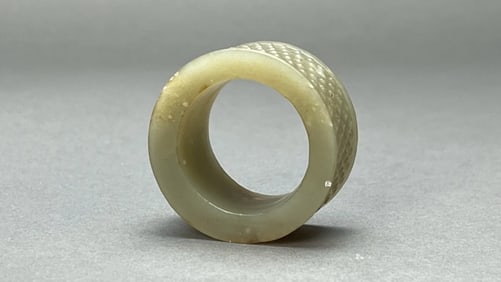 LARGE CHINESE CARVED JADE RING
