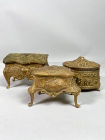 GROUP OF THREE GILT BRONZE JEWELRY BOXES
