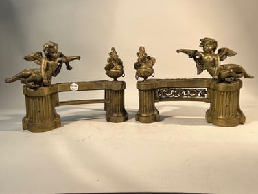 PAIR OF EUROPEAN GILT BRONZE CHENETS