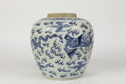 CHINESE BLUE AND WHITE JAR