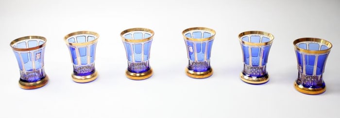 SET OF SIX BOHEMIAN GLASSES