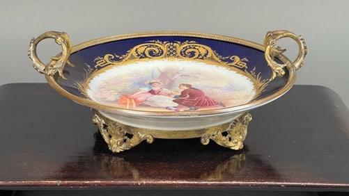 ANTIQUE FRENCH SEVRES COBALT BLUE CENTERPIECE