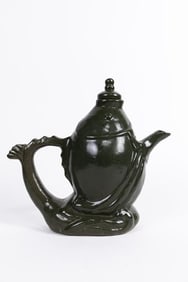CHINESE TEA DUST GLAZED FISH FORM TEAPOT