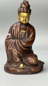 CHINESE GILTBRONZE FIGURE OF A SEATED GUANYIN