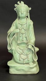 CHINESE CELADON FIGURE, OF A BUDDHA
