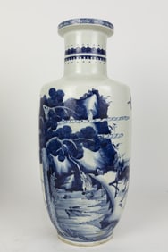 CHINESE BLUE AND WHITE ROULEAU VASE