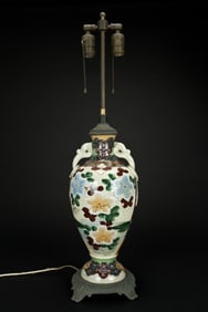 JAPANESE SATSUMA VASE SET AS LAMP