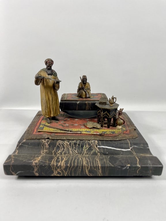 TWO-PIECE VIENNA COLD-PAINTED BRONZE INKWELL (1 of 9)