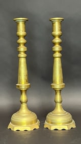 PAIR OF GILT BRONZE CANDLESTICKS