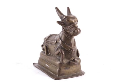 BRONZE STATUE OF RECUMBENT RAM