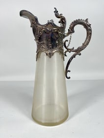 SILVER-PLATED AND GLASS CLARET JUG