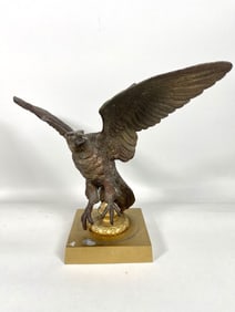EUROPEAN BRONZE FIGURE OF A SWOOPING EAGLE