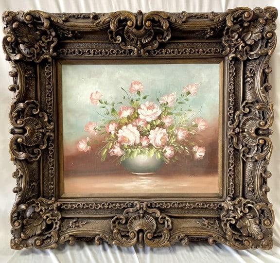 LARGE FRAMED STILL LIFE OIL ON CANVAS PAINTING