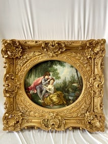 LARGE GILTWOOD FRAMED OIL ON CANVAS PAINTING