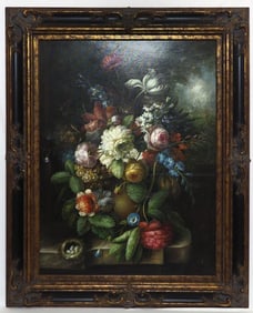 FRAMED OIL ON CANVAS BOTANIC STILL LIFE PAINTING
