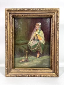 GILTWOOD FRAMED OIL ON CANVAS PANEL PAINTING