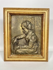 GILTWOOD FRAMED GILT BRONZE PLAQUE