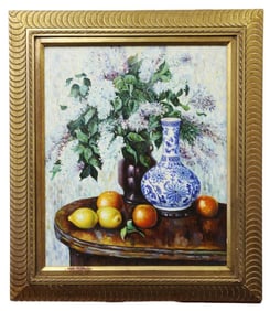 STILL LIFE OIL ON CANVAS PAINTING