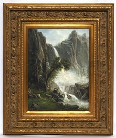 OIL ON CANVAS PAINTING OF A WATERFALL