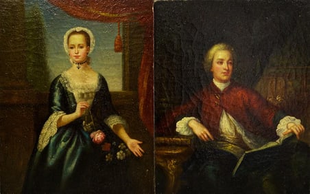 TWO SMALL OIL ON BOARD PAINTINGS OF PORTRAITS