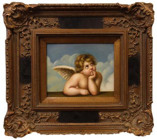 FRAMED OIL PAINTING ON CANVAS OF AN  ANGEL