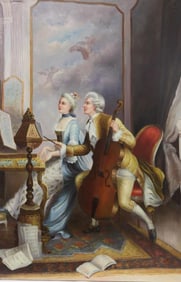 OIL PAINTING ON CANVAS OF TWO MUSICIANS