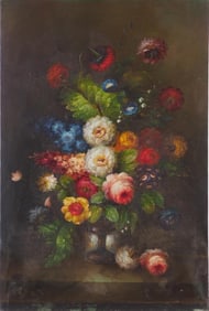 OIL PAINTING ON CANVAS OF A POTTED FLOWERS