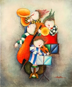 ACRYLIC PAINTING OF CHILD MUSICIANS