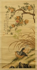 CHINESE SCROLL PAINTING OF TWO DUCKS