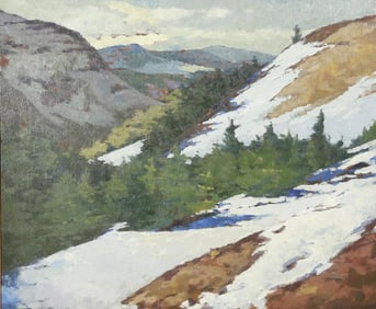 CANADIAN OIL PAINTING OF A SNOWY LANDSCAPE