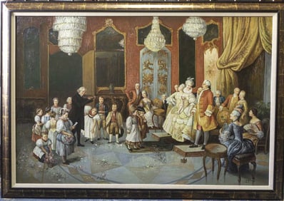 OIL PAINTING, OF AN 18TH CENTURY WEDDING
