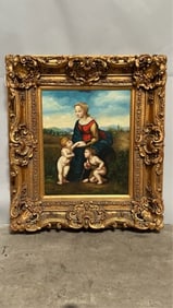 FINE PORCELAIN PLAQUE, OF A LADY WITH TWO PUTTI