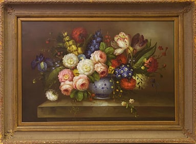 STILL LIFE OIL ON CANVAS PAINTING