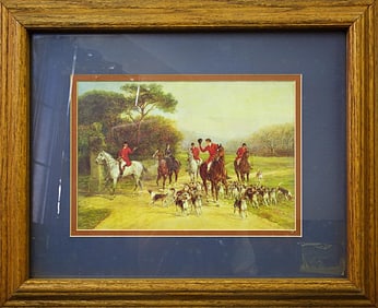 FRAMED PRINT OF ENGLISH HUNTING SCENE