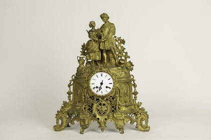 MAGNIFICENT GILT BRONZE MANTEL CLOCK