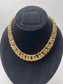 YELLOW GOLD-PLATED DOUBLE-CHAIN COLLAR NECKLACE